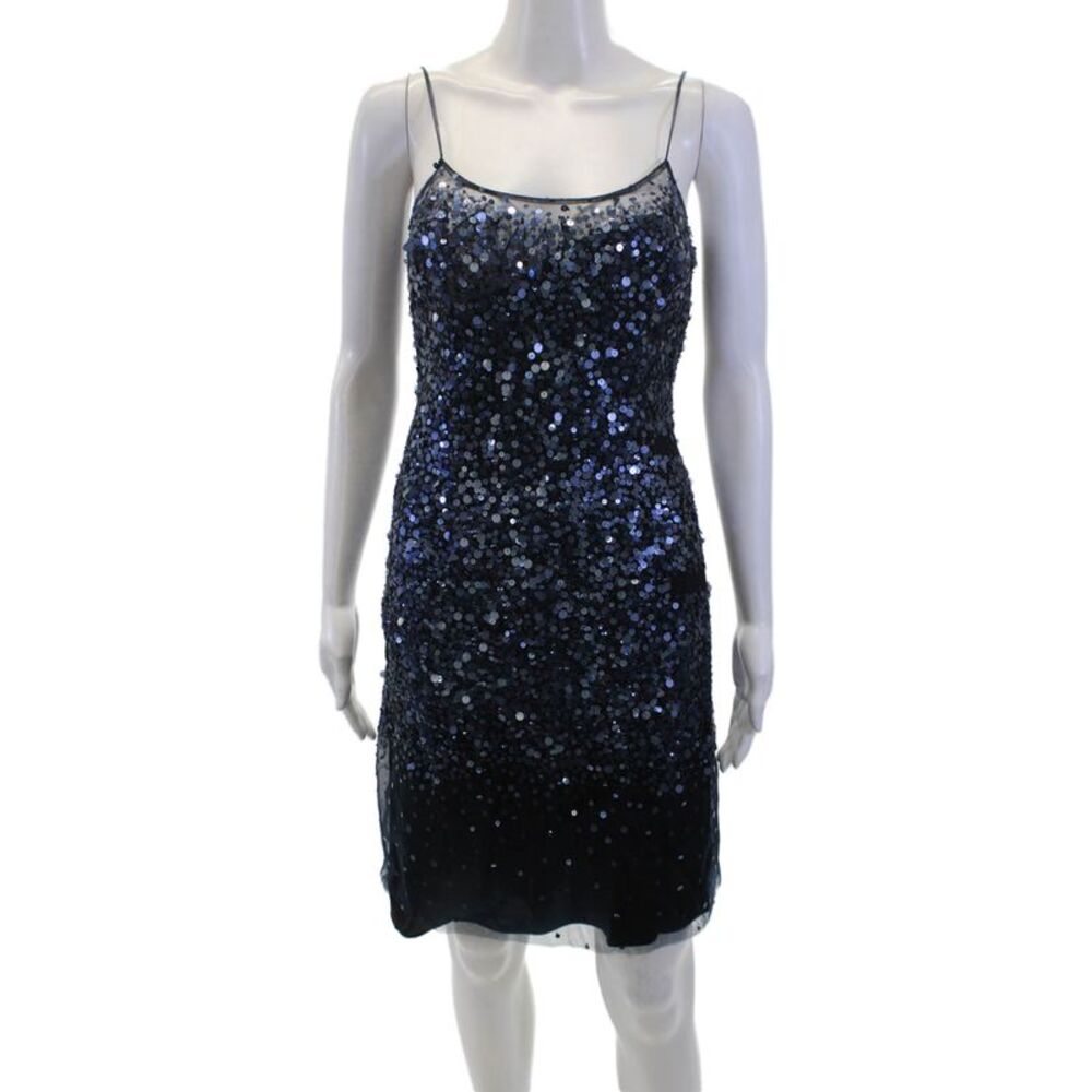 Basix II Women Slip Bodycon Dress Dark Blue Lace-Up Size 2